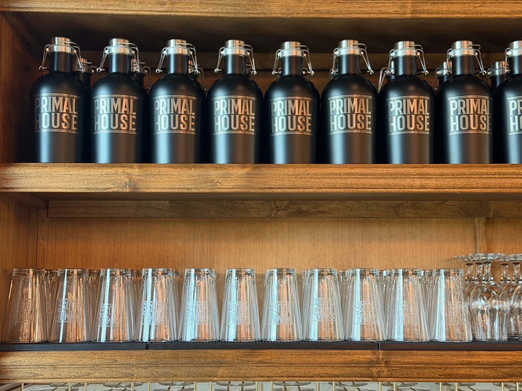 Brewery: growlers from the five-barrel brewhouse
